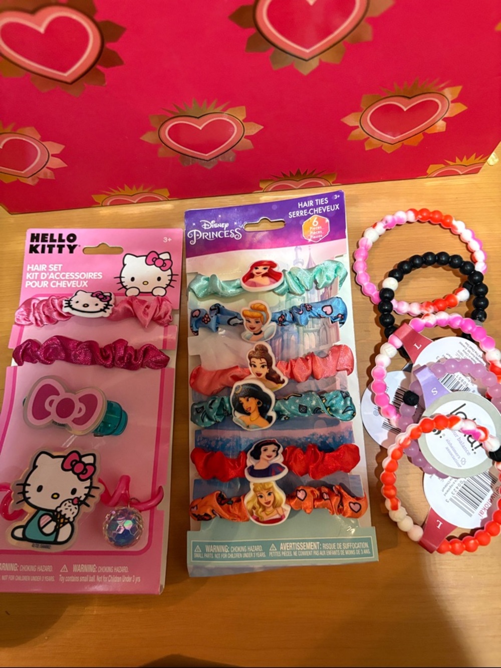 Hello Kitty & Disney Princess Girls Hair Accessory Set - Pink, Red, Blue